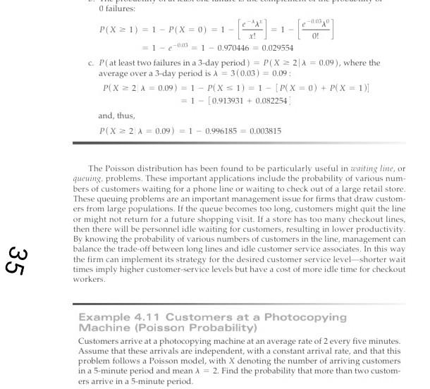 nj O failures: - 0! P(X21) = 1 - P(X= 0) = = 1 =