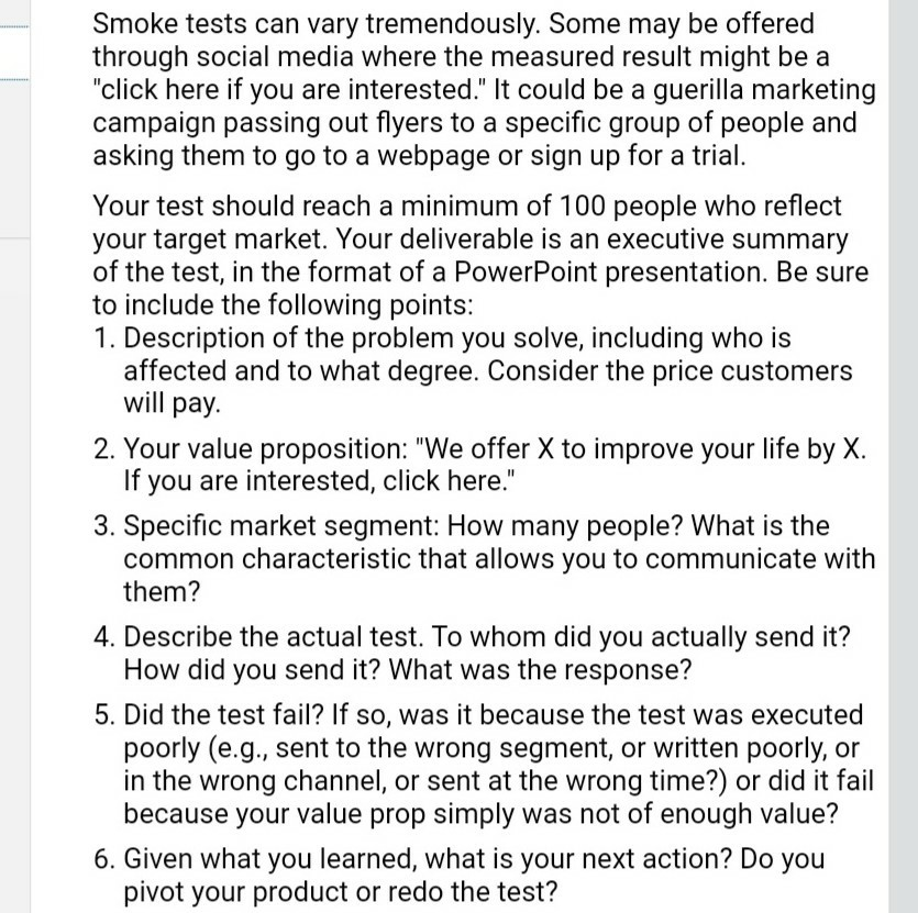 Smoke tests can vary tremendously. Some may be