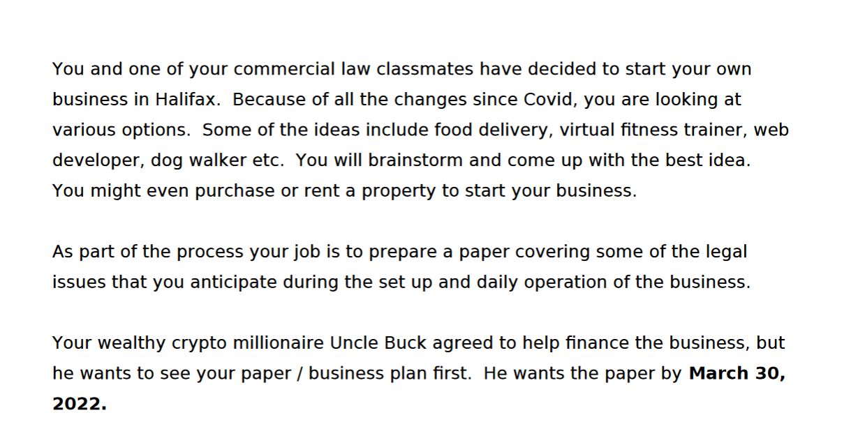 You and one of your commercial law classmates