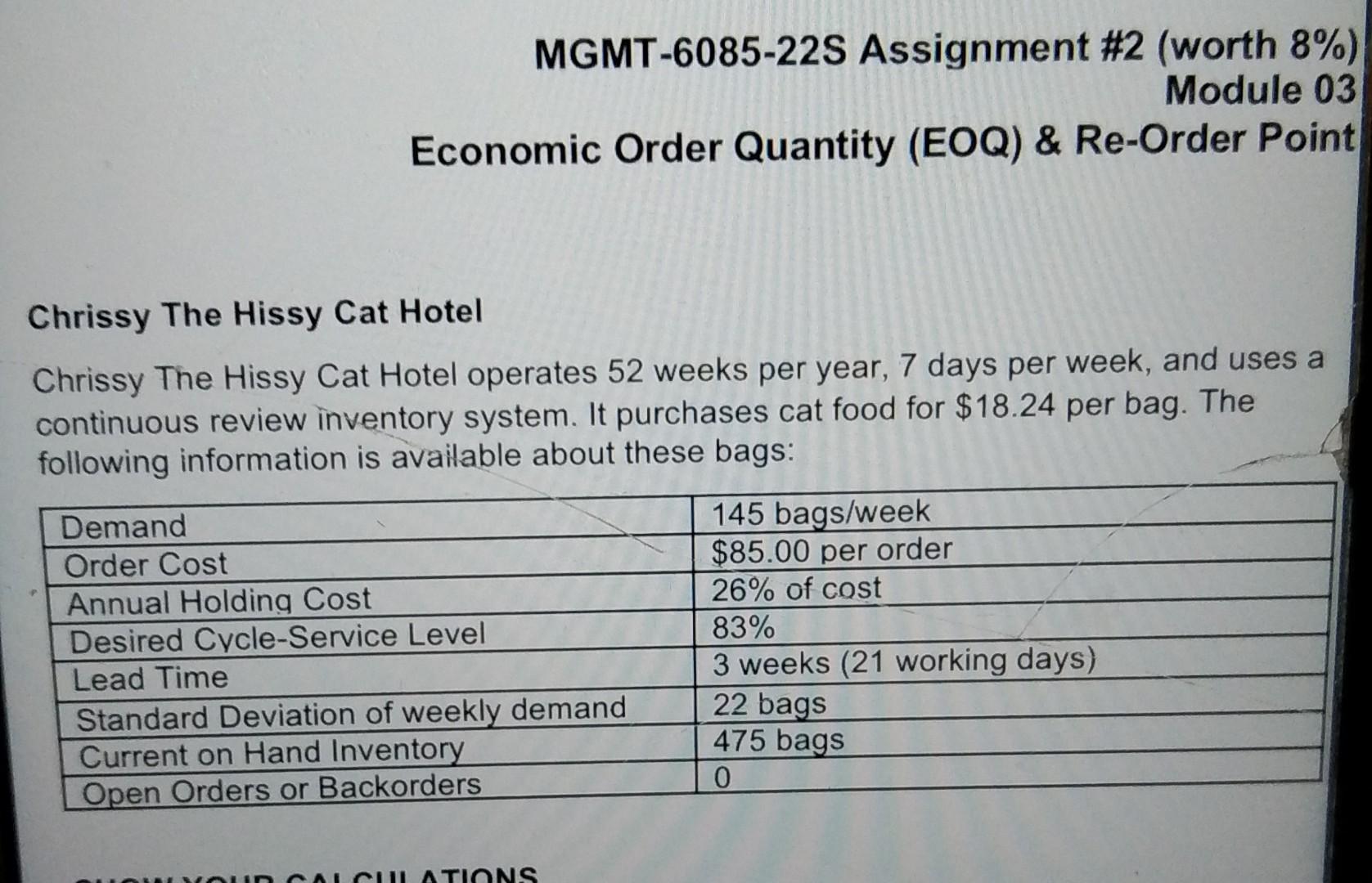 MGMT-6085-22S Assignment #2 (worth 8%) Module 03