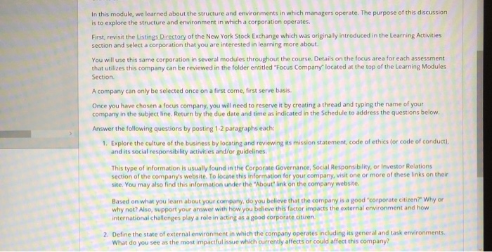 In this module, we learned about the structure