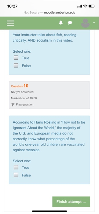 10:27 .. 10 Not Secure -- moodle.amberton.edu