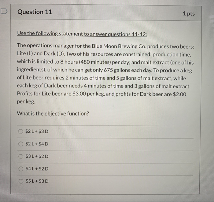 Question 11 1 pts Use the following statement to