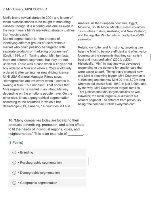 7. Mini Case 2: MINI COOPER Mini's brand revival