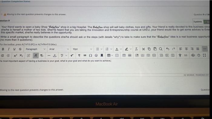 Question Completion Status Moving to the next
