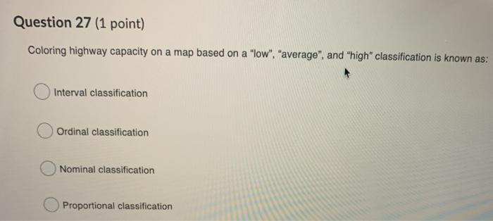 Question 27 (1 point) Coloring highway capacity