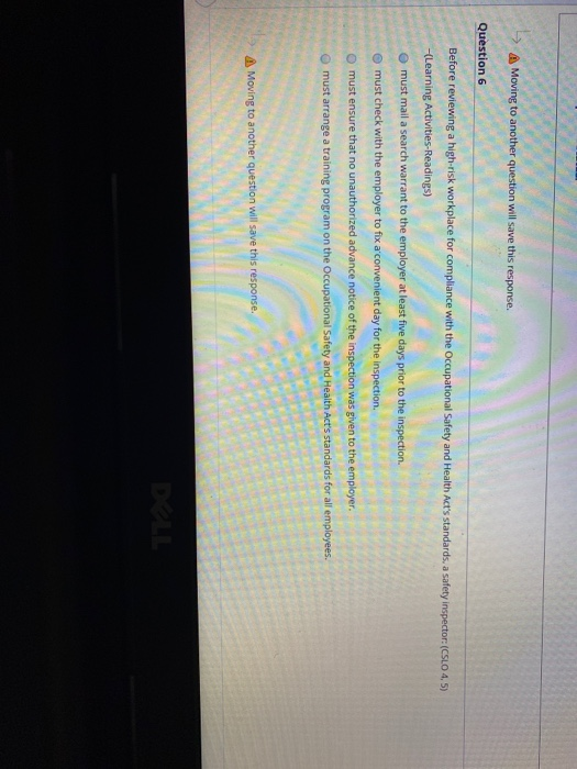 -> Moving to another question will save this