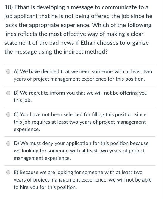 9) Tim is developing a message to inform a