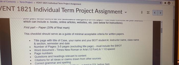 sle of Contents Term Project  style=