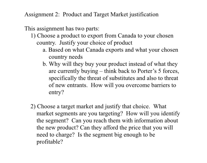 Assignment 2: Product and Target Market