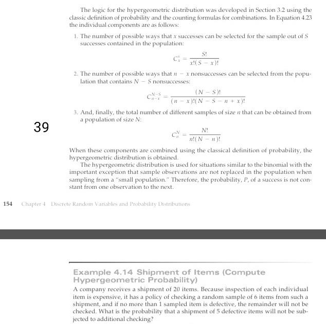 ui The logic for the hypergeometric distribution