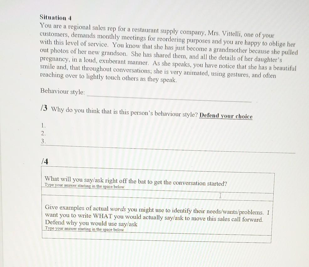 can any one answer these? Behavioural Styles