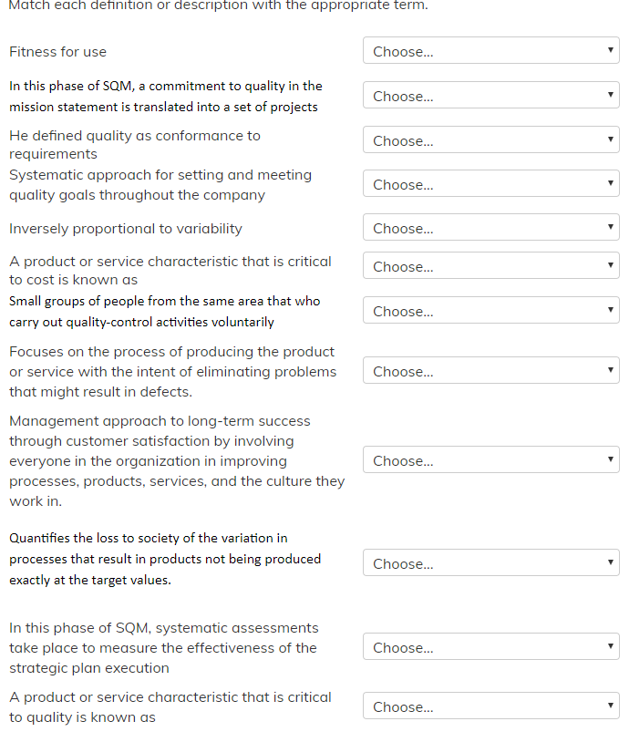 Choose... Choose... Evaluation and Control Crosby