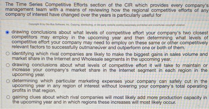 The Time Series Competitive Efforts section of