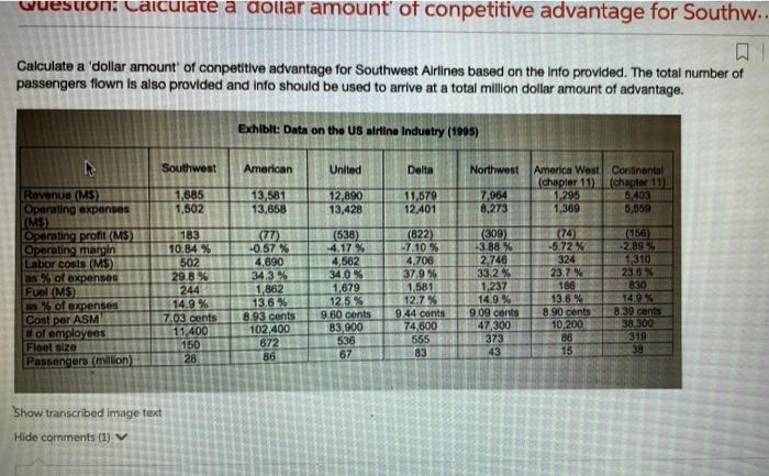Nuestion: Calculate a dollar amount' of