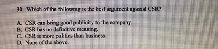 question number 30 30. Which of the following is