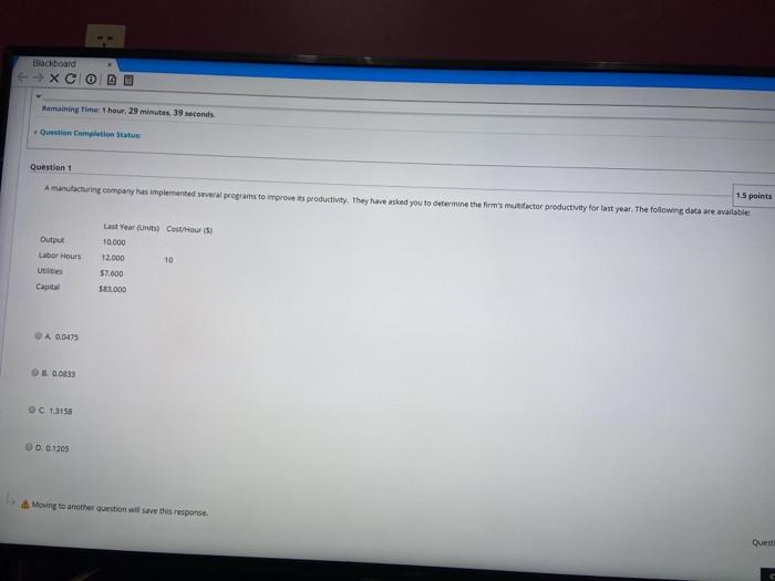 Blackboard - X 0 0 0 Remaining Time 1hour. 29