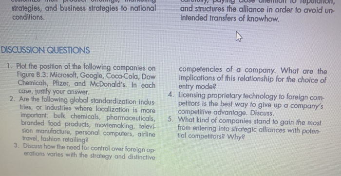 chaoter 8 discussion questions strategies, and