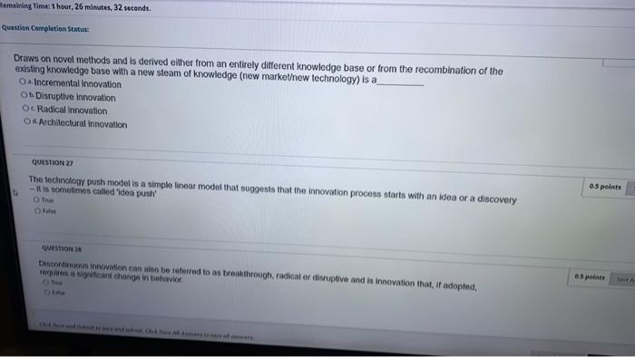 Remaining Time: 1 hour, 26 minutes, 32 seconds.