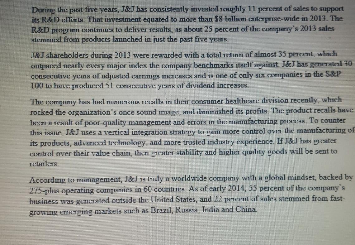 Johnson & Johnson's Diversification Based on 2013
