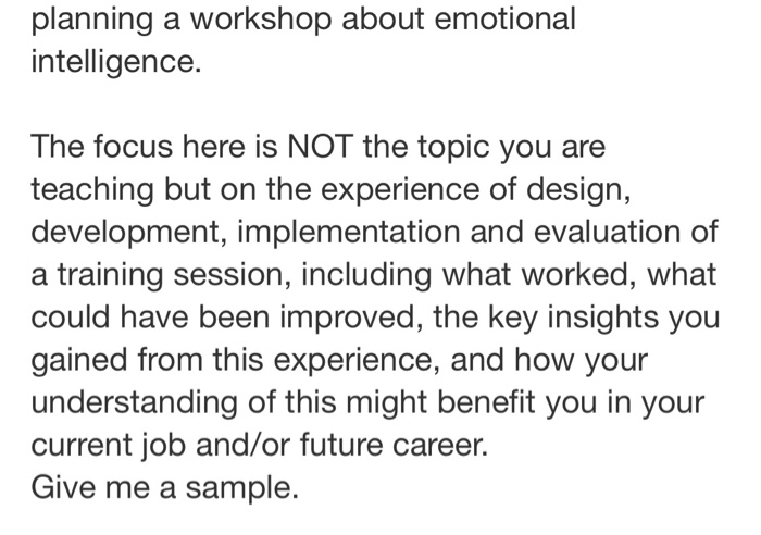 Reflection planning a workshop about emotional