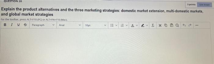 only fainal ans pls QUESTION 20 3 points Explain