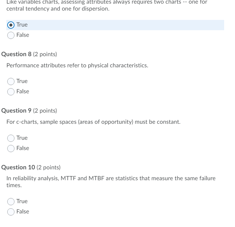 Like variables charts, assessing attributes
