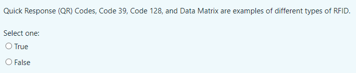 Quick Response (QR) Codes, Code 39, Code 128, and