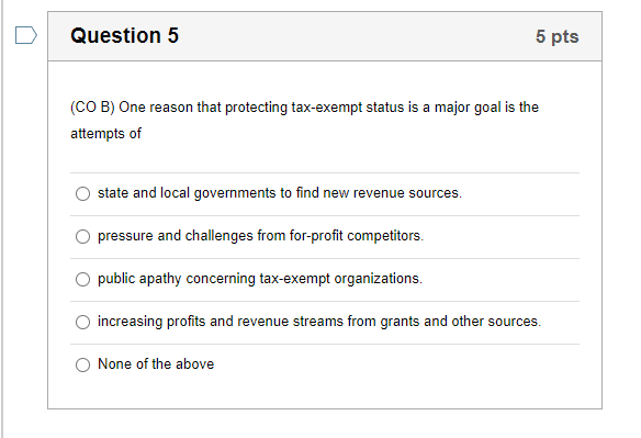 Question 1 5 pts (COG) This act protected