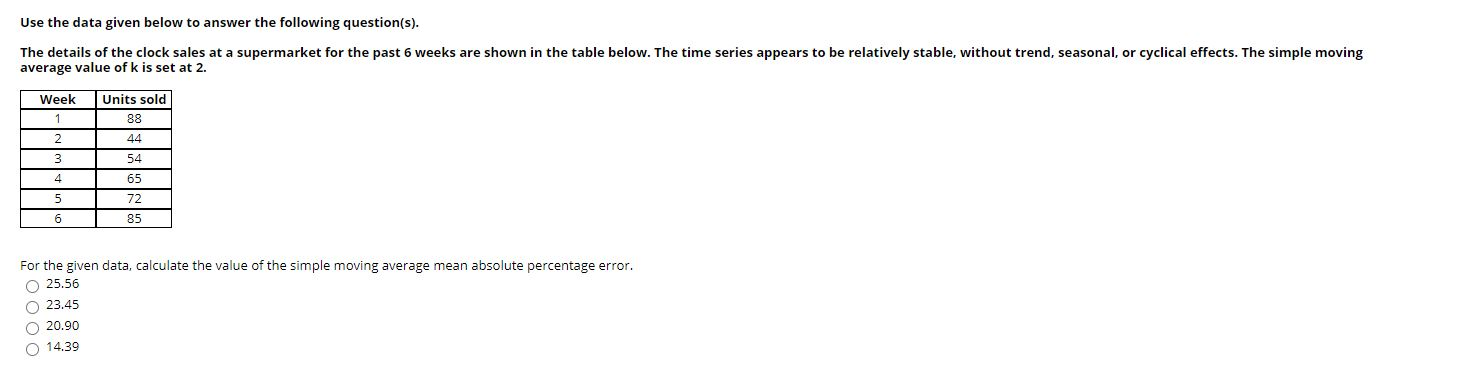 Use the data given below to answer the following