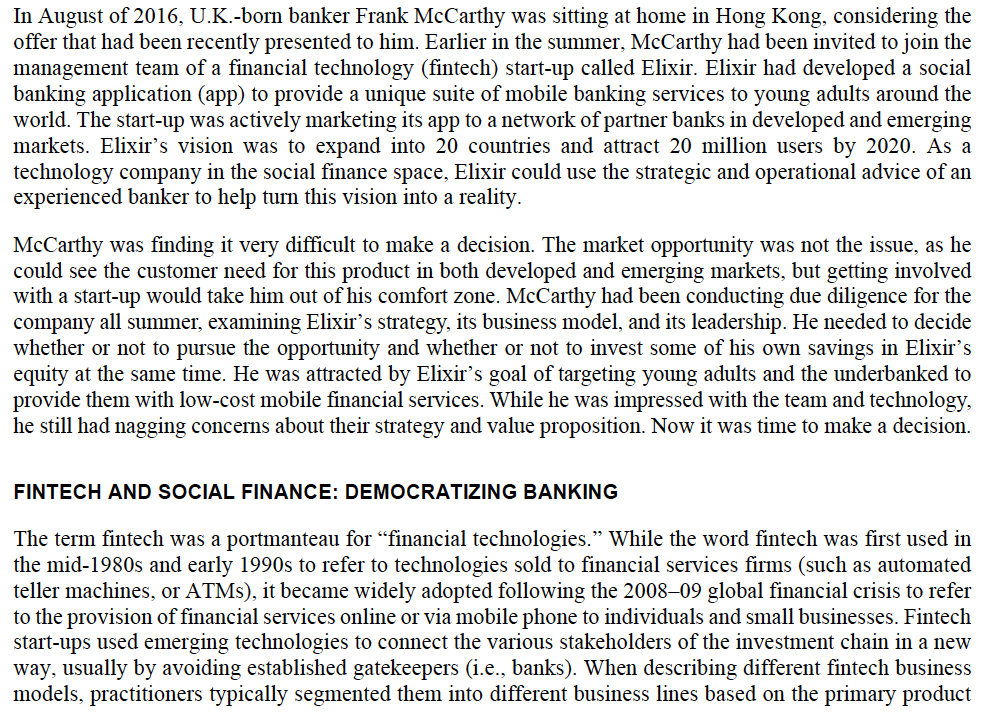 Elixir Case Study Why might banks in advanced and