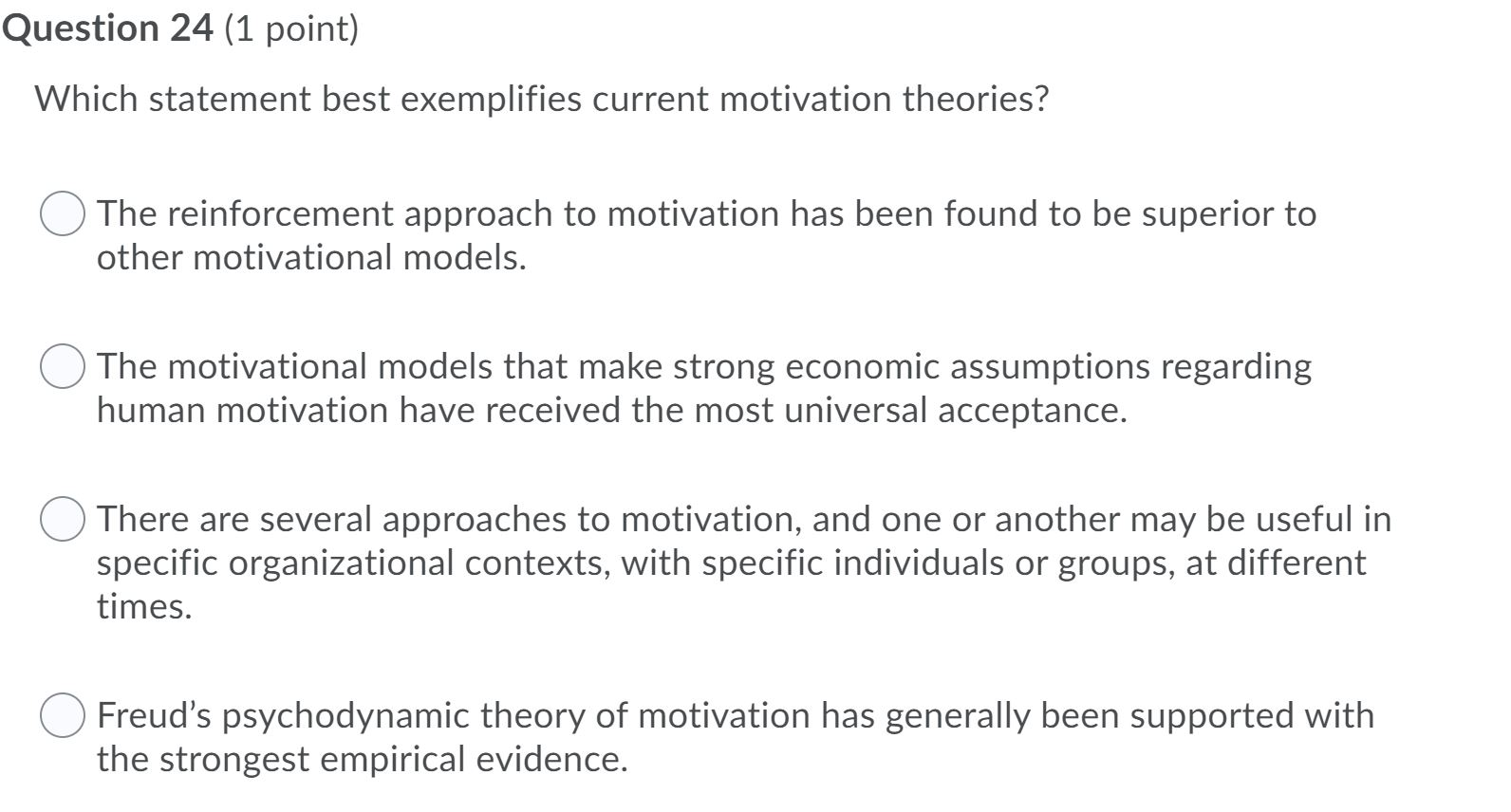Question 24 (1 point) Which statement best