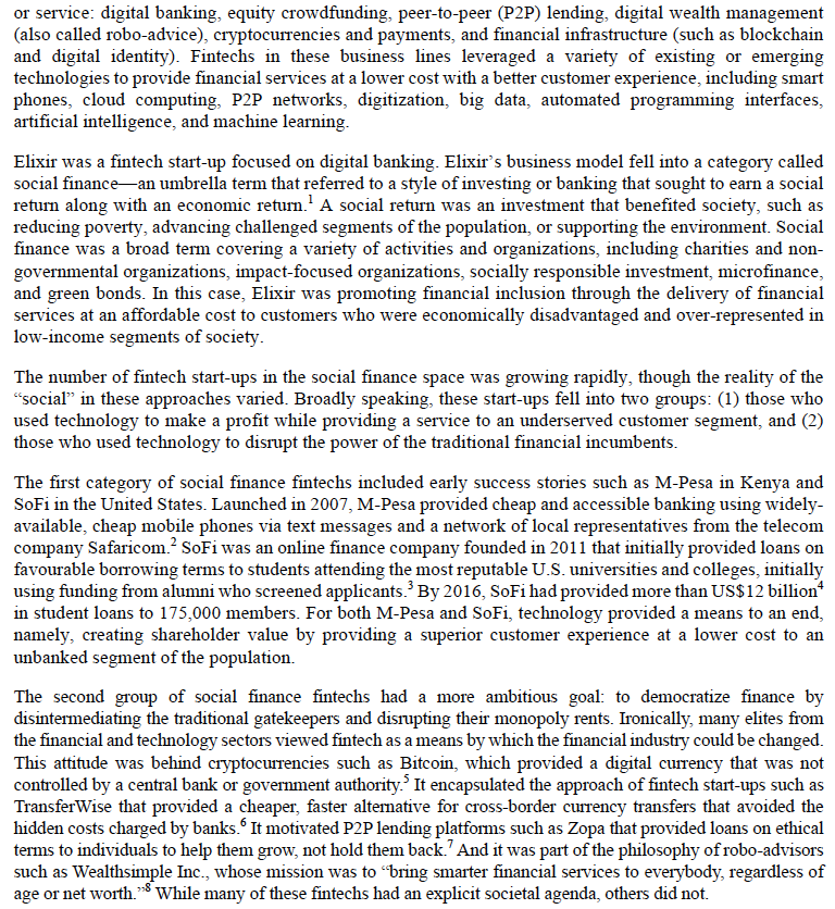 Elixir Case Study Why might banks in advanced and