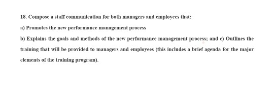 18. Compose a staff communication for both