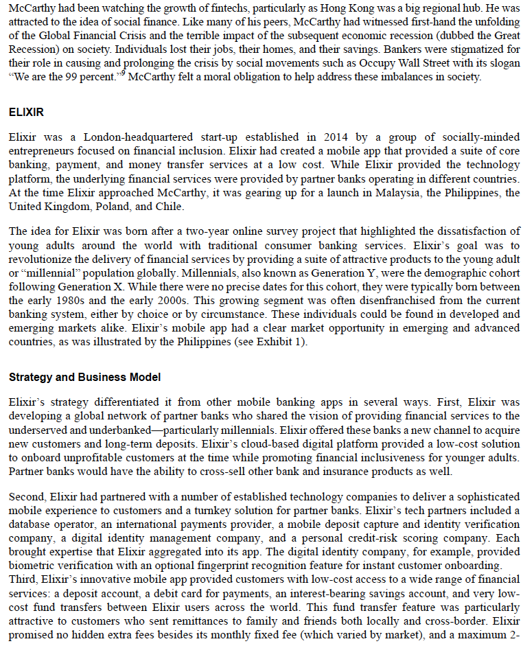 Elixir Case Study Why might banks in advanced and