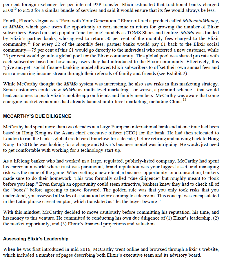 Elixir Case Study Why might banks in advanced and