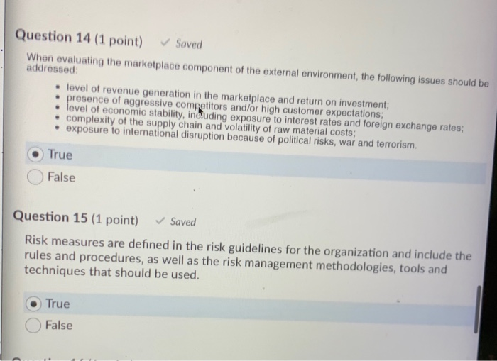 Question 14 (1 point) Saved When evaluating the