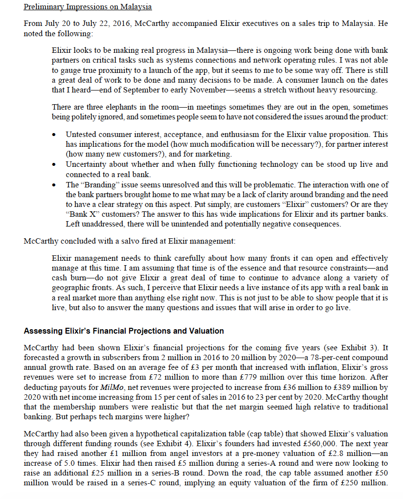 Elixir Case Study Why might banks in advanced and