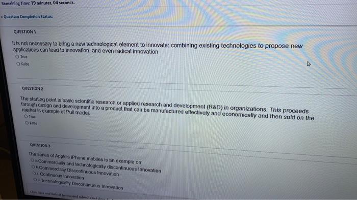 Remaining Time: 19 minutes, 04 seconds Question