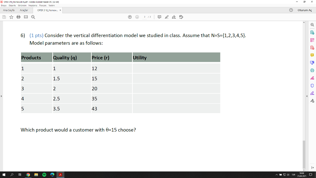 OPER 310_Homework.por - Adobe Acrobat Reader DC