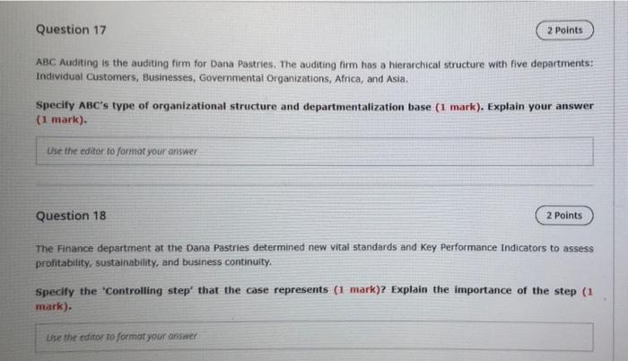 Question 17 2 Points ABC Auditing is the auditing