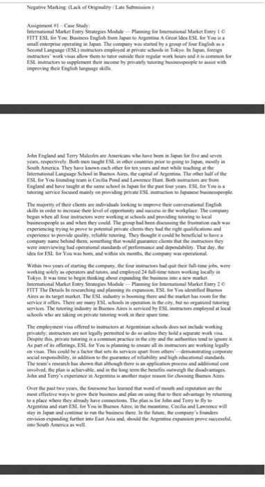 Negative Marking (Lack of Originalityte