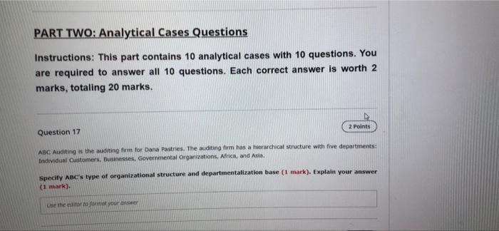Question 17 2 Points ABC Auditing is the auditing