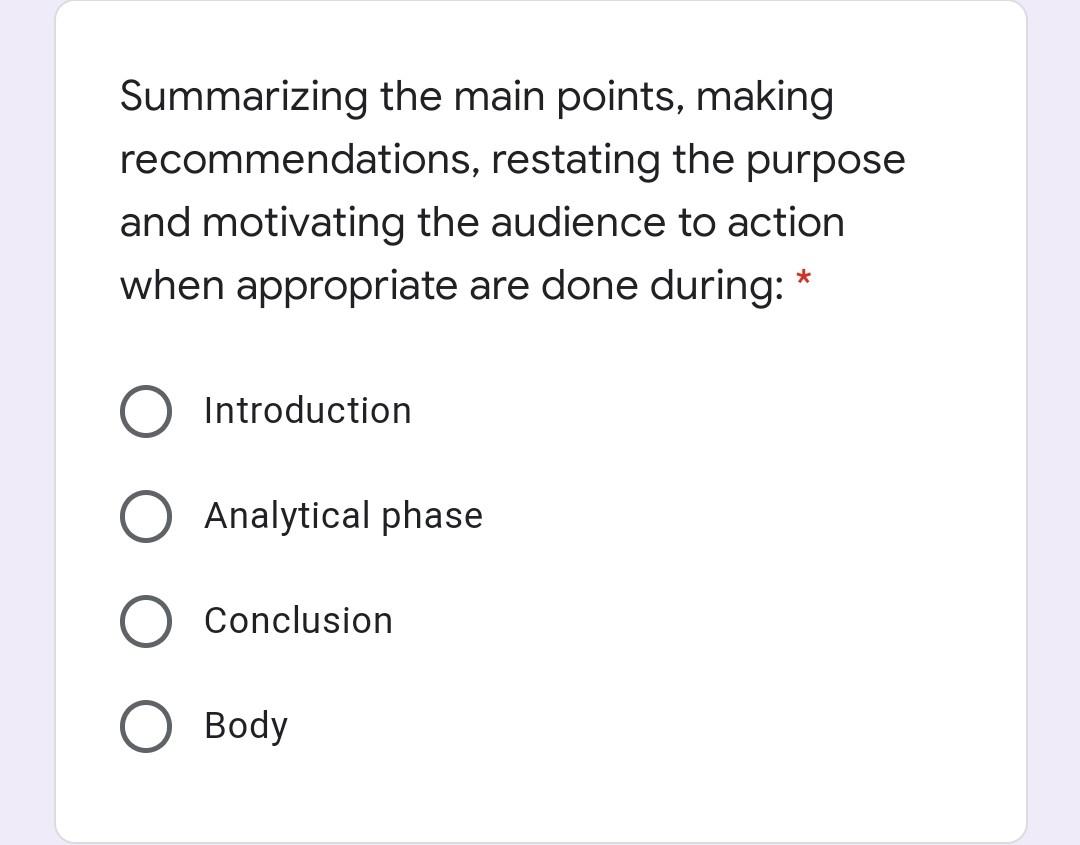 Summarizing the main points, making