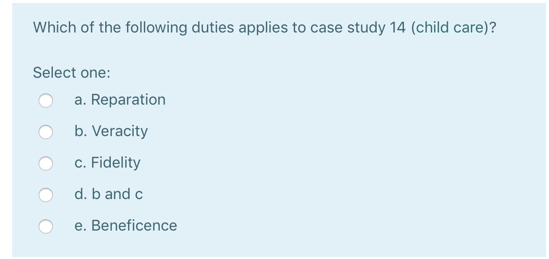 Which of the following duties applies to case