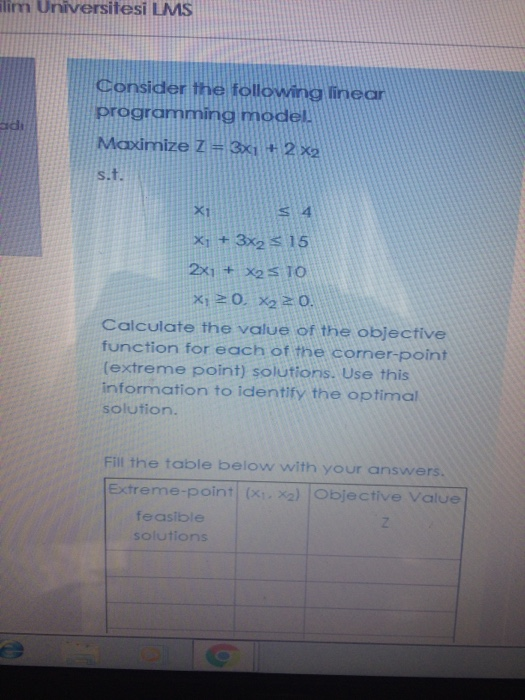 alim Universitesi LMS adi Consider the following