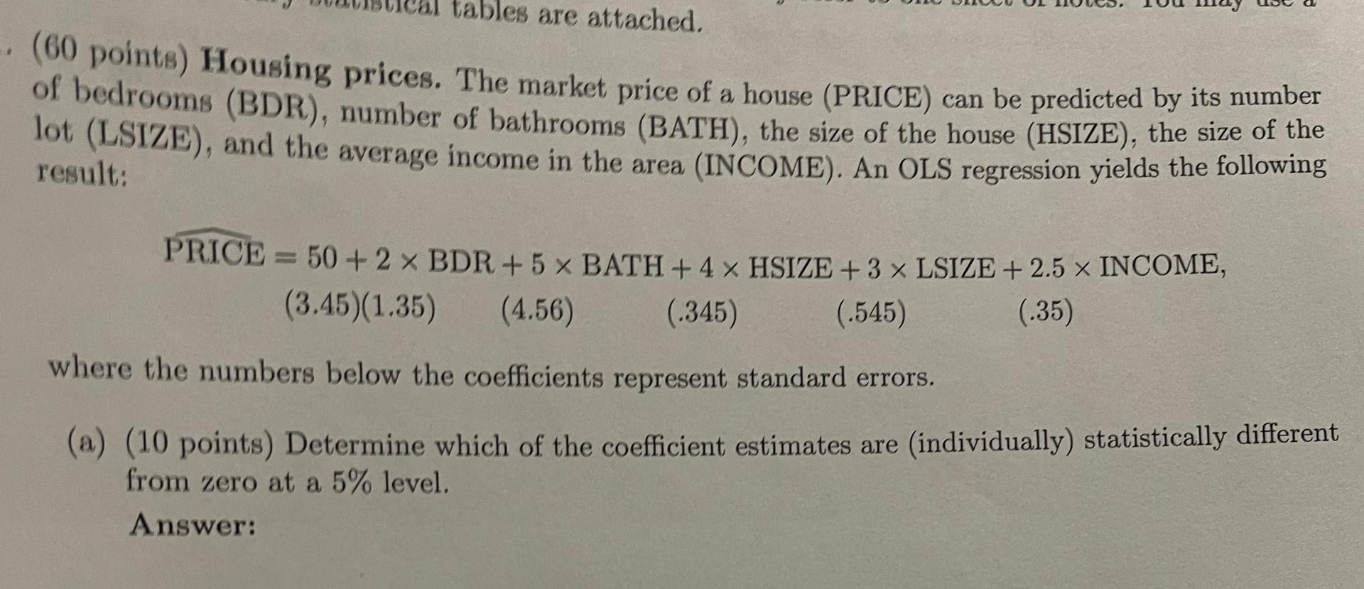 les are attached. (60 points) Housing prices. The