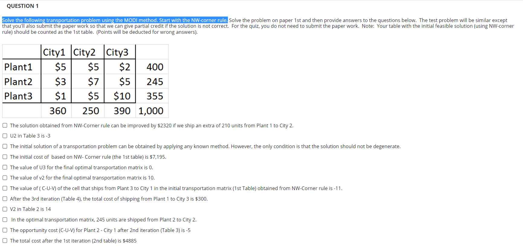Could someone provide the check box answers and