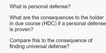 What is personal defense? What are the