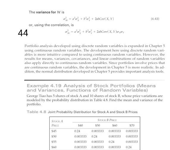 uu 14.43) The variance for Wis or = ar + 2 + 2Col